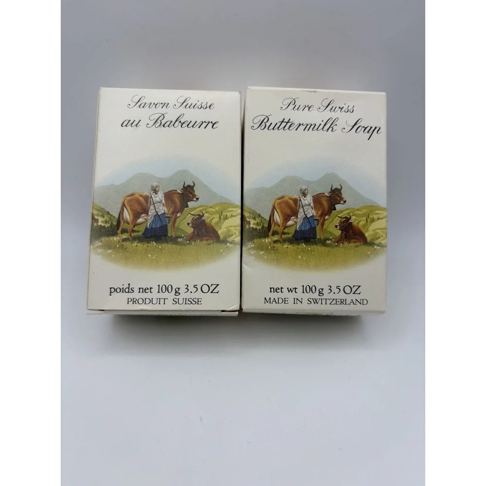 (2) VINTAGE CRABTREE & EVELYN Pure Swiss Buttermilk Soap 3.5oz bar 100g NIB